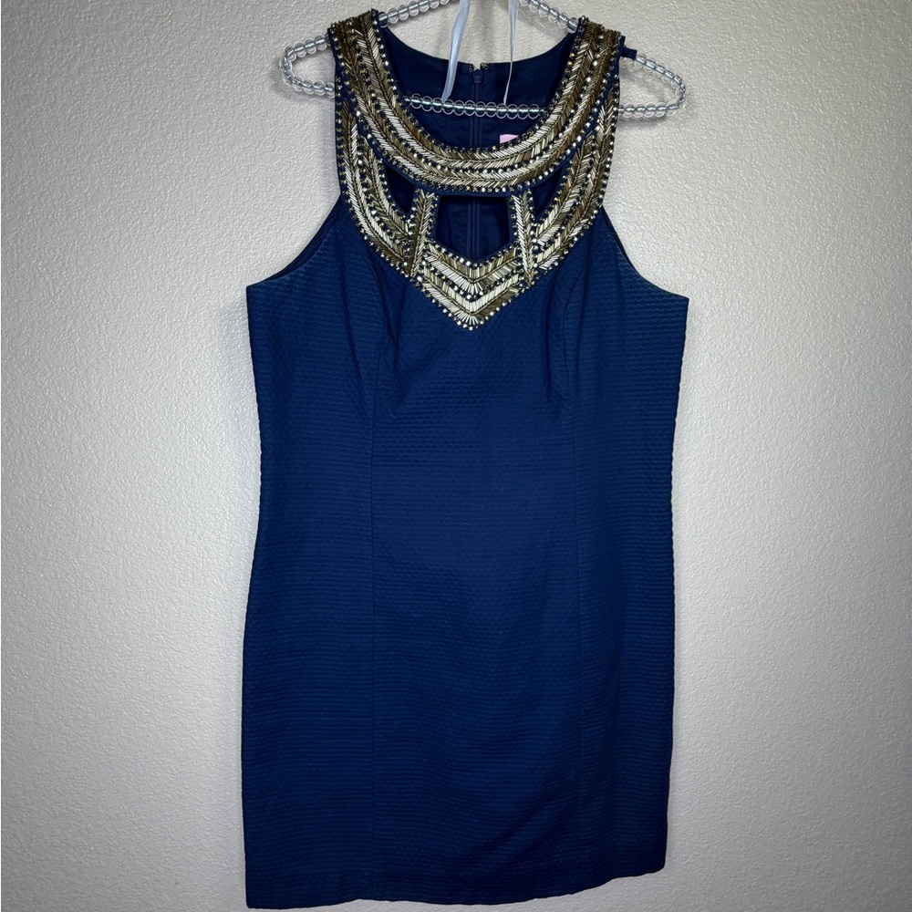 Lilly Pulitzer Navy Dress with Gold‎ Embellishments